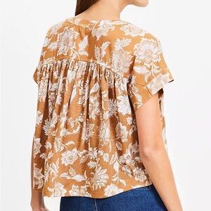 LOFT Tan Floral Blouse